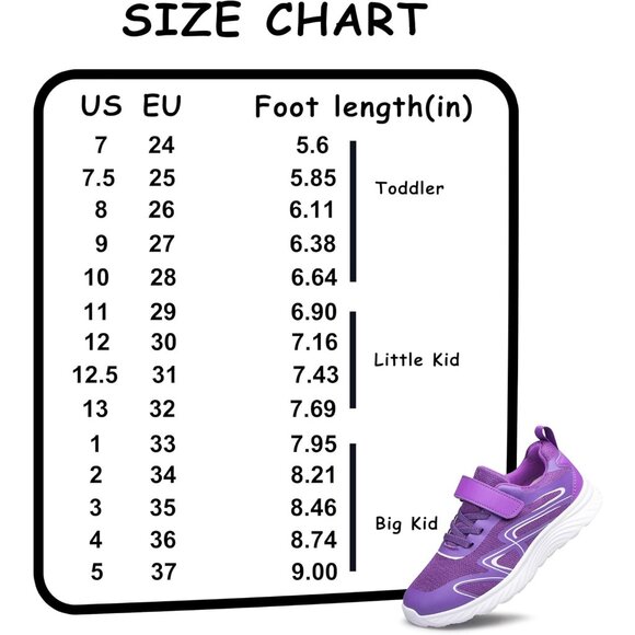 Kids Purple Athletic Running   School Shoes Sneakers for Little Kid/Big Kid - Picture 2 of 6